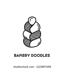 Hand drawn Bakery desert cream roll doodle icon 