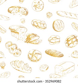 Hand drawn bakery doodles vector seamless pattern