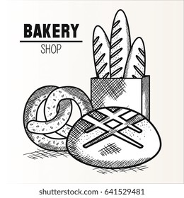 Hand drawn bakery goods design