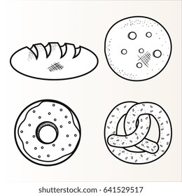 Hand drawn bakery goods design