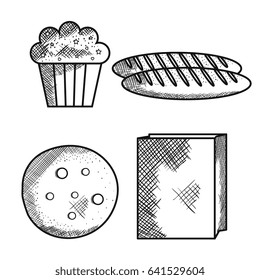 Hand drawn bakery goods design