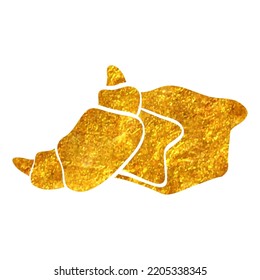 Hand drawn Bakery icon in gold foil texture vector illustration