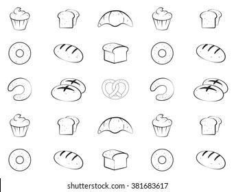 Hand drawn bakery icons on white background. Seamless pattern background.