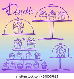 Hand drawn bakery icons set. Isolated vector illustration.