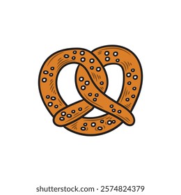 Hand Drawn Bakery Illustration Colored - Pretzel