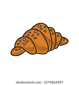 Hand Drawn Bakery Illustration Colored - Croissant