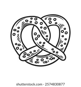 Hand Drawn Bakery Illustration Colorless - Pretzel