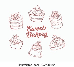 hand drawn Bakery logo Premium Vector Design Template