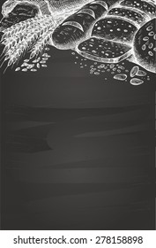 Hand drawn of bakery on chalkboard, EPS10