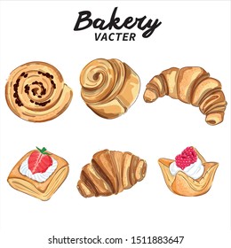 Hand drawn bakery puff pastry collection
