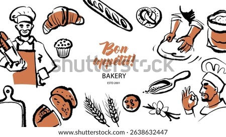 Hand drawn bakery retro poster.  Vintage sketch vector illustration