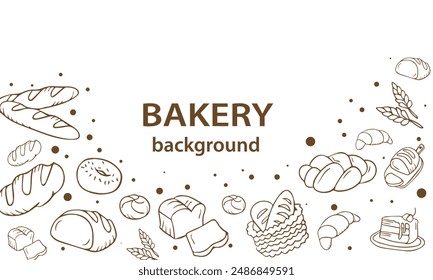 Hand drawn bakery seamless pattern. seamless pattern for baking, Cafe, shop. Horizontal border with food doodles. Vector illustration. bakery packaging pattern. bakery products pattern background.