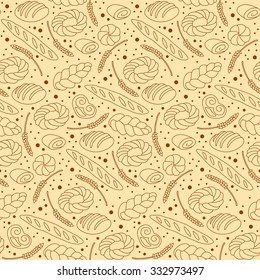 Hand drawn bakery seamless pattern background.