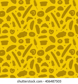 Hand drawn bakery silhouettes vector seamless pattern.
