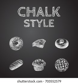 Hand Drawn Bakery Sketches Set. Collection Of Cupcake, Bread, Donuts And Other Sketch Elements.