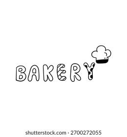 Hand drawn bakery text outline element icon