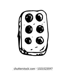 Hand Drawn baking dish doodle. Sketch style icon. Decoration element. Isolated on white background. Flat design. Vector illustration.