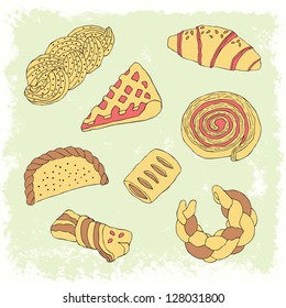 hand drawn baking set