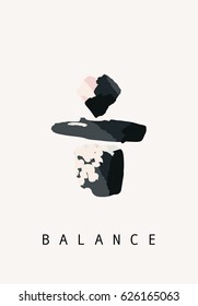 Hand drawn balancing stones. Creative poster in black and pastel colors. Greeting card, Birthday, anniversary, Valentin’s day, party invitations, wedding, covers.
