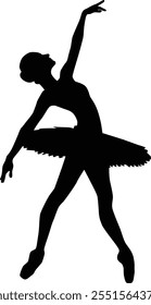 Hand drawn ballerina full body silhouette illustration