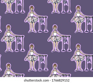 Hand drawn ballerina vector background. Hand drawn ink illustration. Modern ornamental decorative background. Vector pattern. Print for textile, cloth, wallpaper, scrapbooking