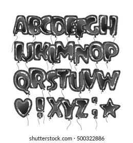 Hand drawn balloon alphabet. Perfect letters design for festive posters and postcards. Vector halloween balloon font.