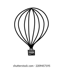 Hand drawn balloon with basket in doodle style