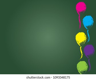 Hand drawn balloon border on chalkboard