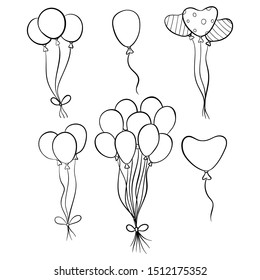 Hand Drawn Balloon Collection on White Background