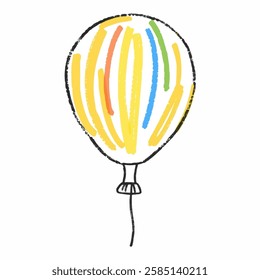 Hand Drawn Balloon, Floating with a Light and Playful Style A floating balloon illustration, drawn with light lines for a cheerful and festive look.