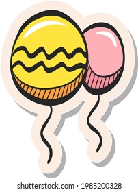 Hand drawn Balloon icon in sticker style vector illustration