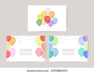 hand drawn balloon illustration cards for invitation, birthday