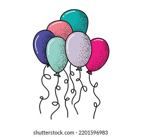 hand drawn balloon on a white background