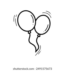 Hand Drawn Balloons Illustration. Doodle Vector. Isolated on White Background - EPS 10 Vector