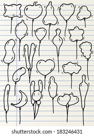Hand drawn balloons isolated on a notebook page