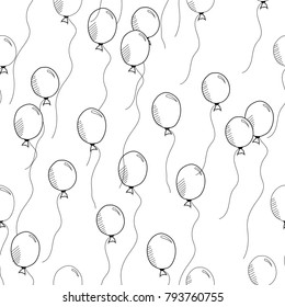 Hand drawn balloons seamless pattern