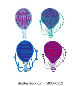 Hand drawn balloons set. Vector illustration