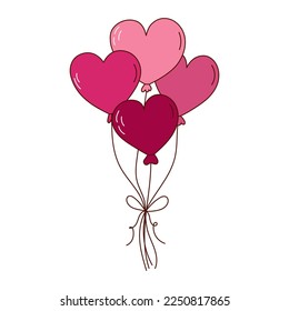 Hand drawn balloons for Valentine day. Design elements for posters, greeting cards, banners and invitations.
