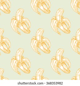 Hand drawn banana background. Vector seamless pattern