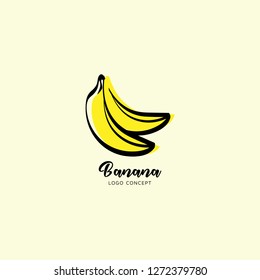 Hand Drawn Banana fruit logo. Vector illustrations for food and drink, restaurant and bar, menu, fruit market. 