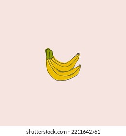 hand drawn banana fruit vector illustration.