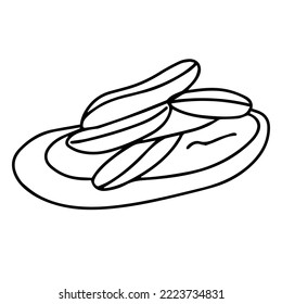 Hand drawn banana jam line doodles. element design vector