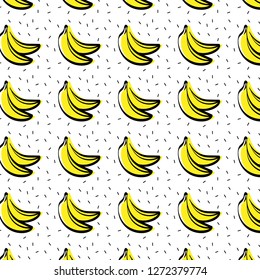 hand drawn Banana Pattern background for fabric, textile print, and wallpaper.