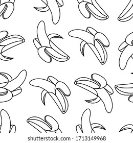 Hand drawn banana pattern design. Doodle banana pattern. Tropical fruit pattern