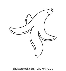 Hand drawn banana peel icon  in doodle style. Outlined banaan peel
