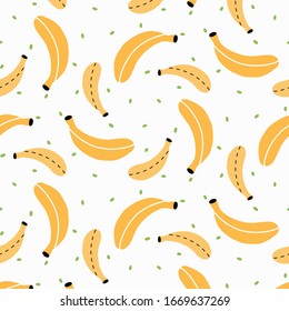 Hand drawn banana seamless pattern. vector hand drawn illustration.