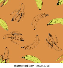 hand drawn banana seamless pattern