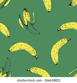 hand drawn banana seamless pattern