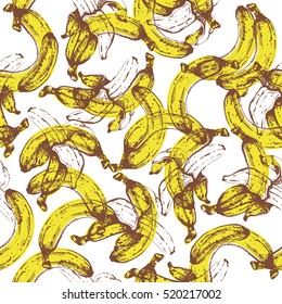 Hand drawn banana seamless pattern vector illustration