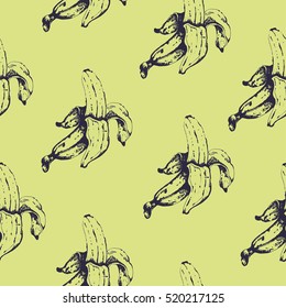 Hand drawn banana seamless pattern vector illustration